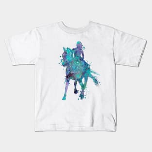 Girl Horse Rider Watercolor Silhouette Kids T-Shirt